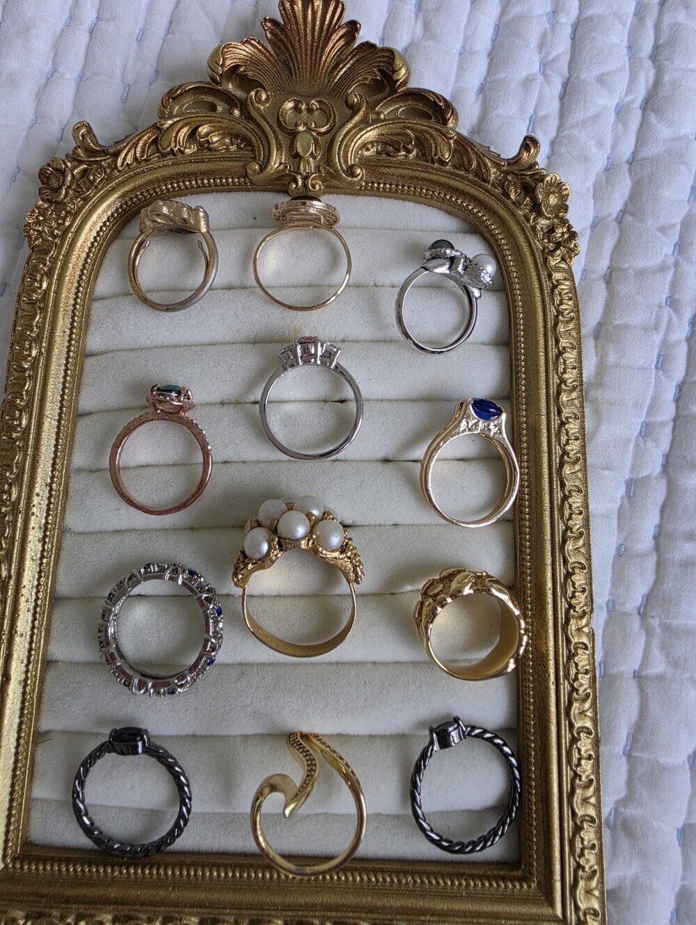Vintage Ring Lot 12 Pcs | Avon • Sarah Coventry Tiger Eye • Gold & Silver Tone - Picture 9 of 11